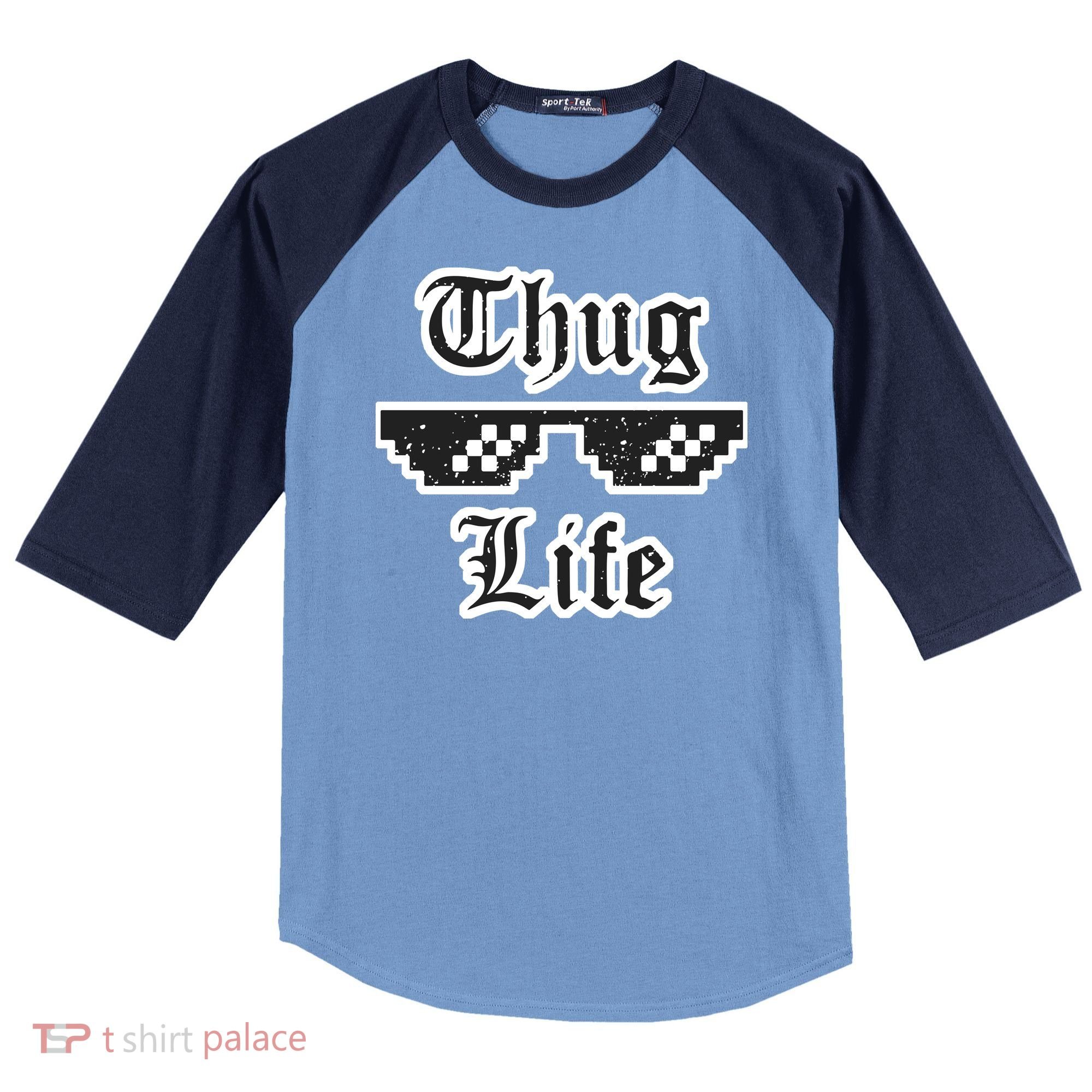 Thug Life Retro Glasses Meme Raglan Baseball Sleeve Shirt