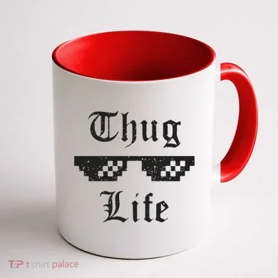 Thug Life Retro Glasses Meme Coffee Mug back