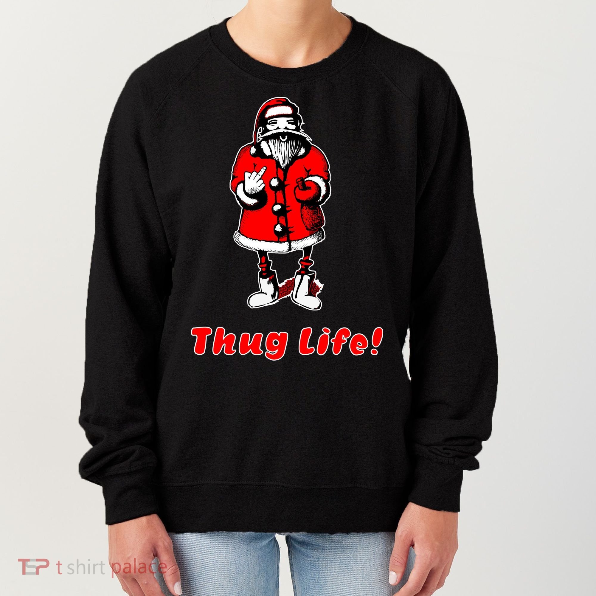 Thug Life Santa Claus Finger Christmas Women's Sweatshirt