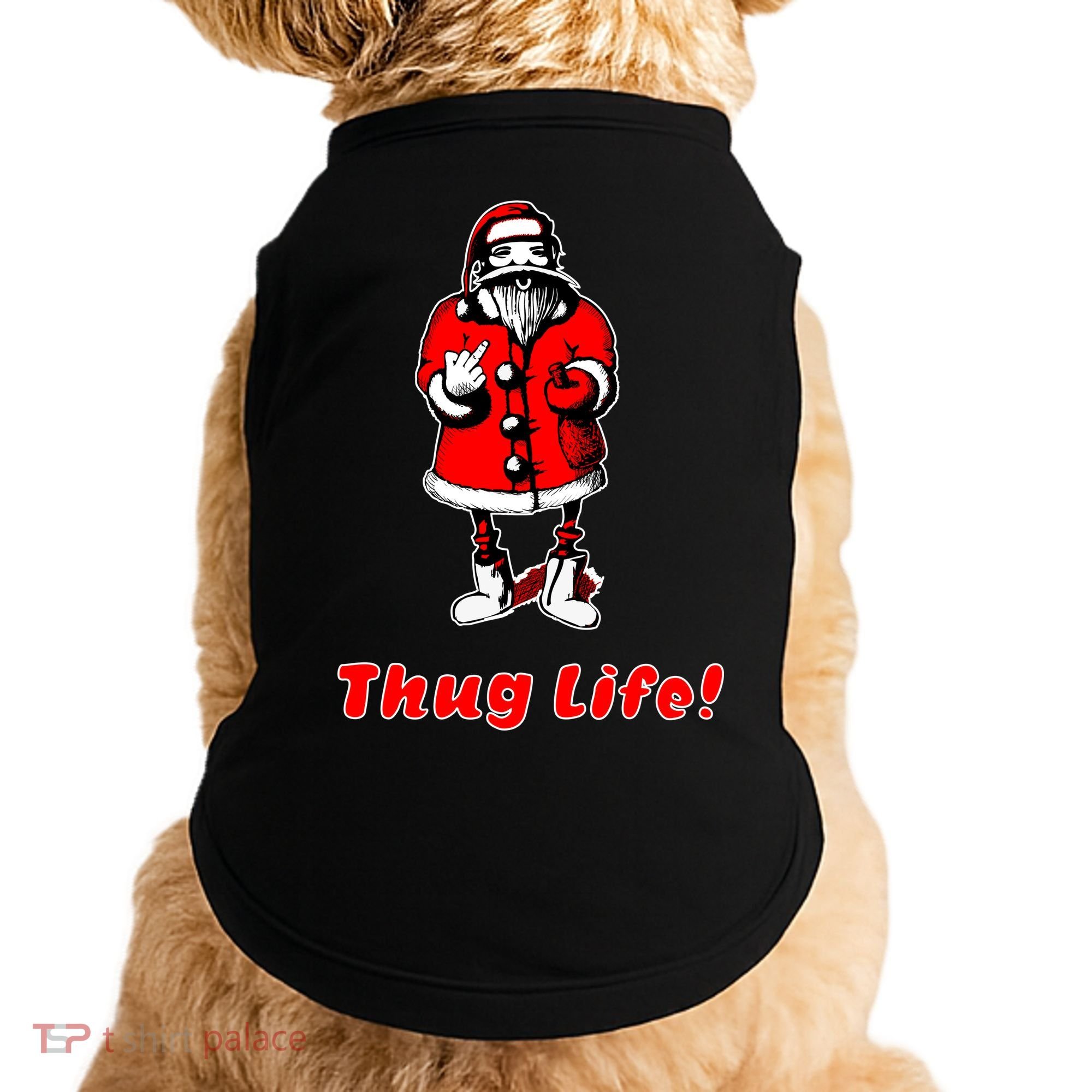 Thug Life Santa Claus Finger Christmas Doggie Tank