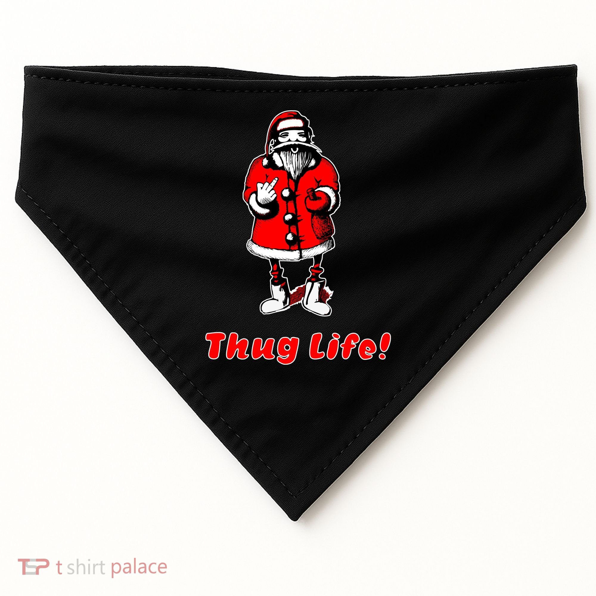 Thug Life Santa Claus Finger Christmas USA-Made Doggie Bandana