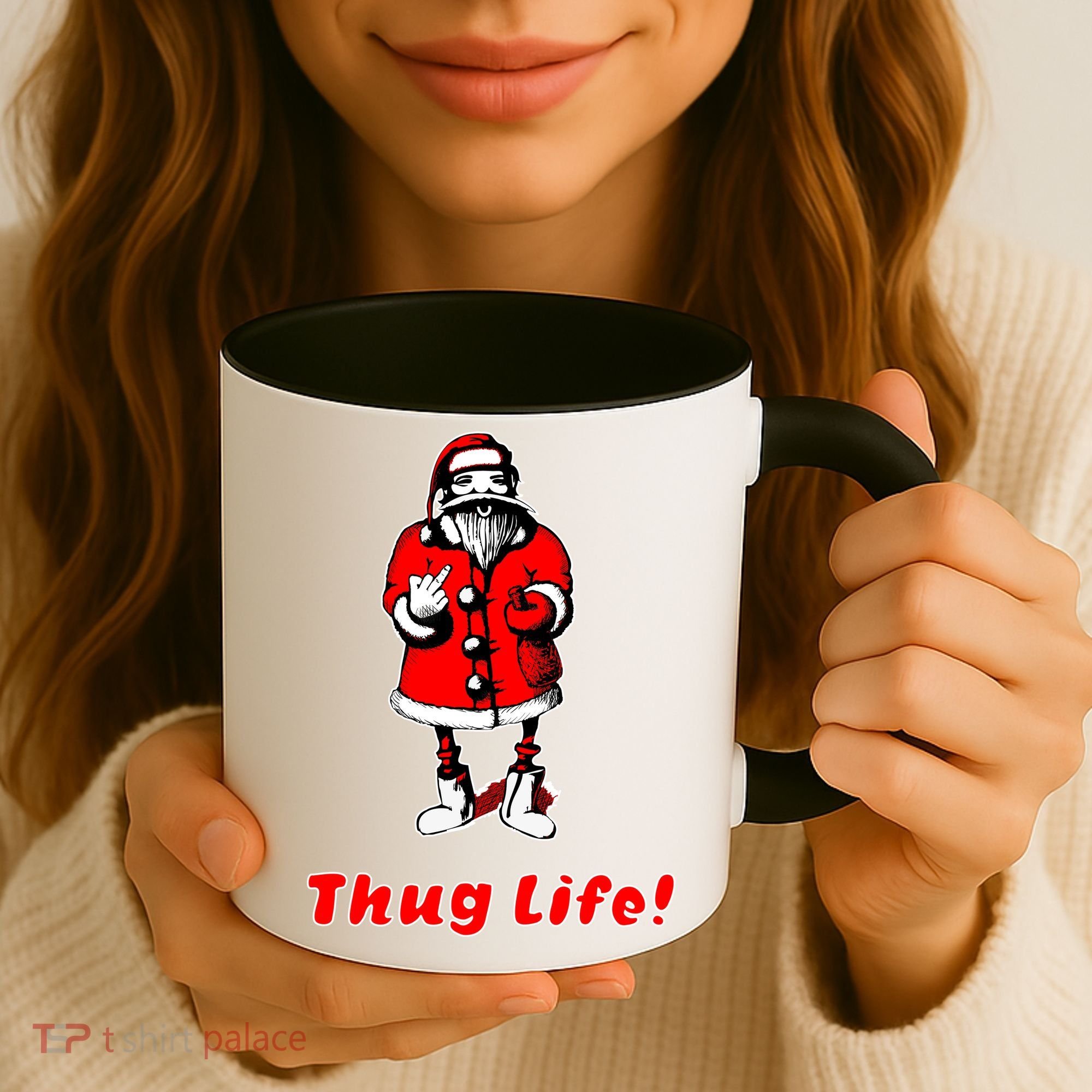 Thug Life Santa Claus Finger Christmas Coffee Mug