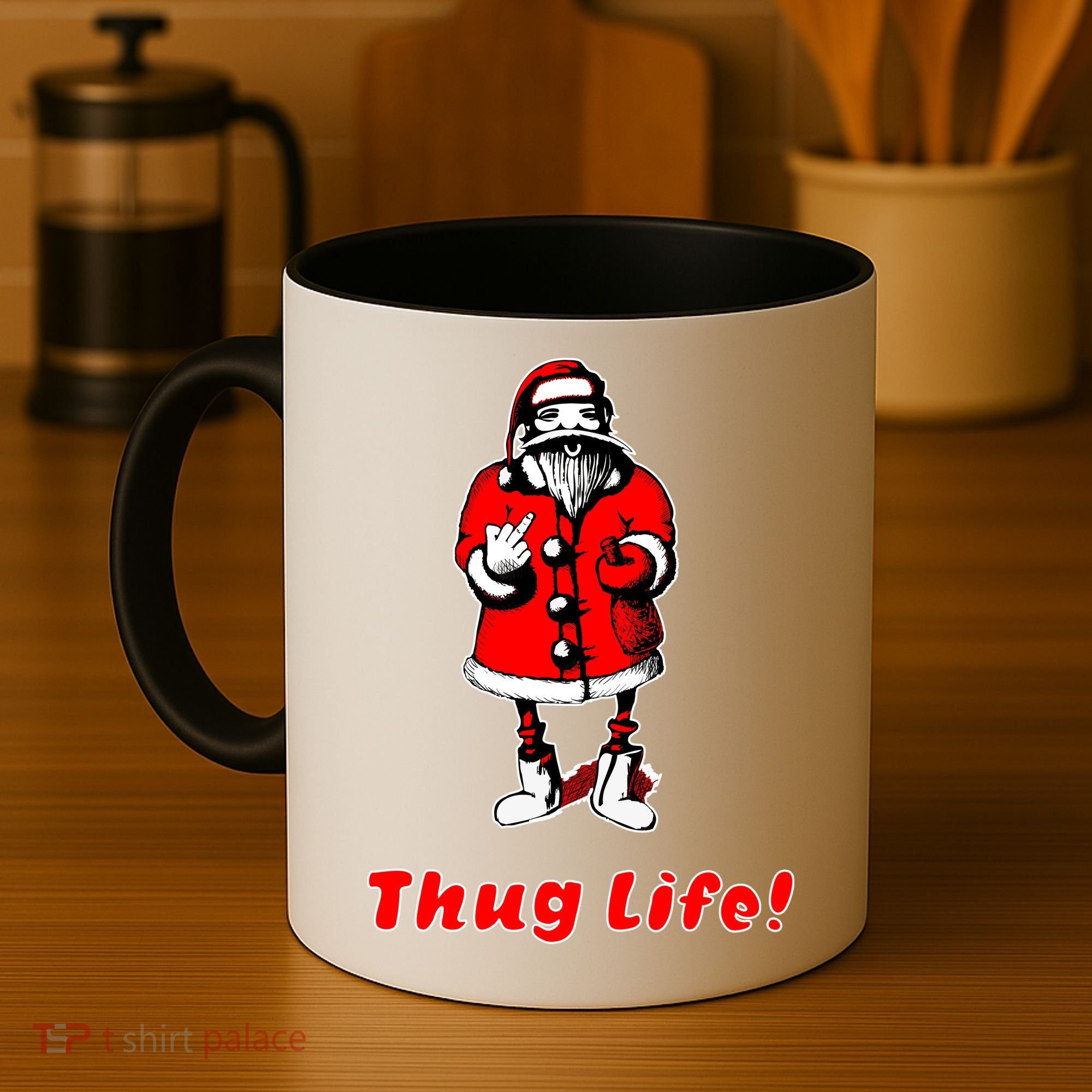 Thug Life Santa Claus Finger Christmas Coffee Mug