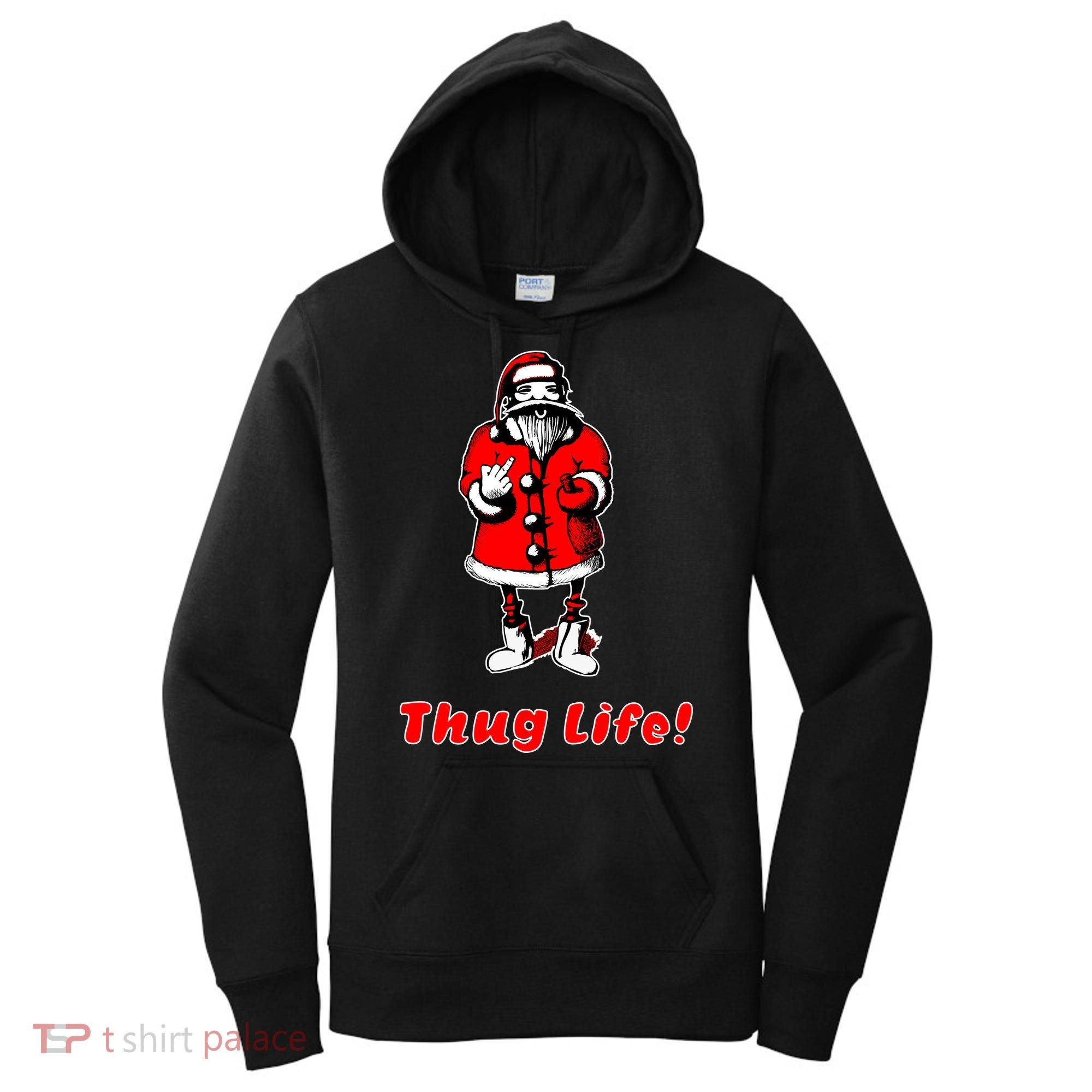 Thug Life Santa Claus Finger Christmas Women's Hoodie