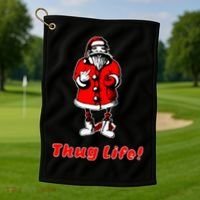 Thug Life Santa Claus Finger Christmas Golf Towel thumb 1