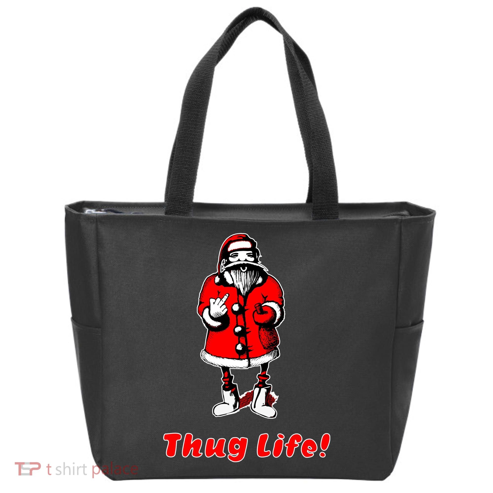 Thug Life Santa Claus Finger Christmas Tote Bag