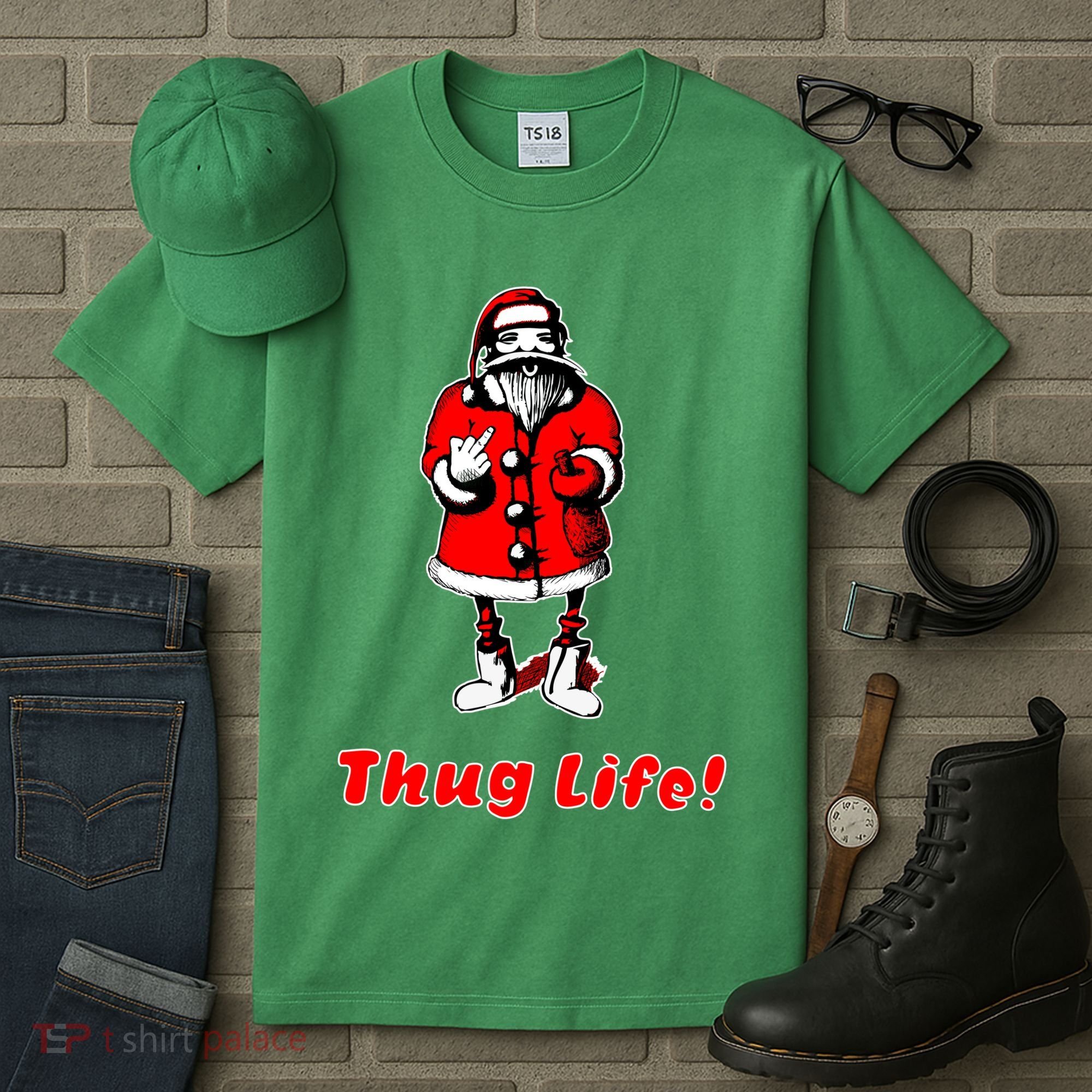 Thug Life Santa Claus Finger Christmas Tall T-Shirt