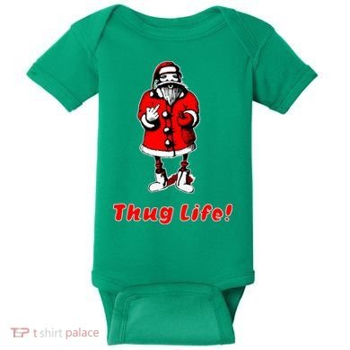 Thug Life Santa Claus Finger Christmas Baby Bodysuit