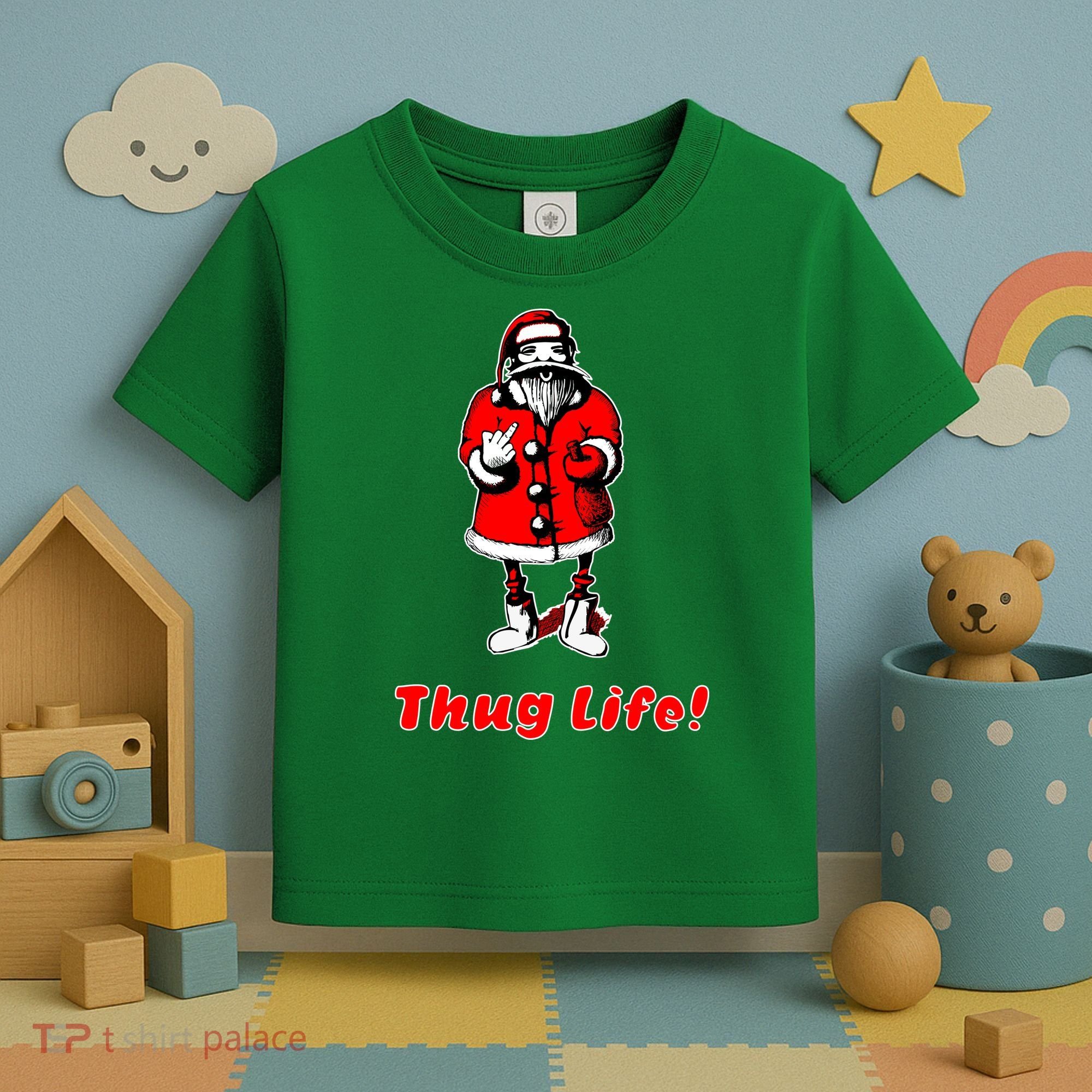 Thug Life Santa Claus Finger Christmas Toddler T-Shirt