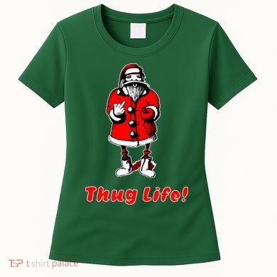 Thug Life Santa Claus Finger Christmas Women's T-Shirt