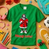 Thug Life Santa Claus Finger Christmas Kids T-Shirt thumb 3