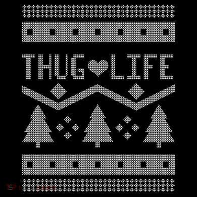 Thug Life Ugly Christmas Sweater Stripe Pom Pom Beanie