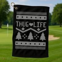 Thug Life Ugly Christmas Sweater Golf Towel thumb 1