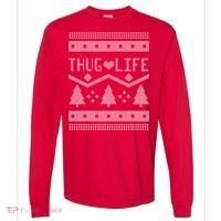 Thug Life Ugly Christmas Sweater Comfort Colors Heavyweight Long Sleeve T-Shirt thumb 0