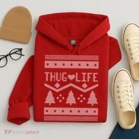 Thug Life Ugly Christmas Sweater Hoodie thumb 4