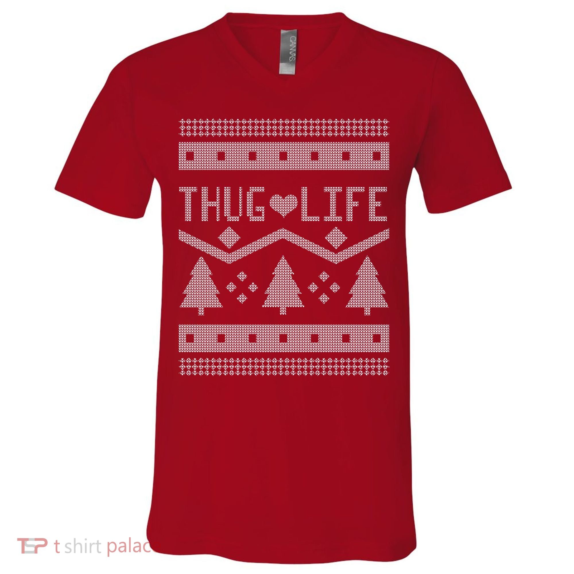 Thug Life Ugly Christmas Sweater V-Neck T-Shirt