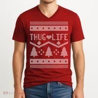 Thug Life Ugly Christmas Sweater V-Neck T-Shirt thumb 2