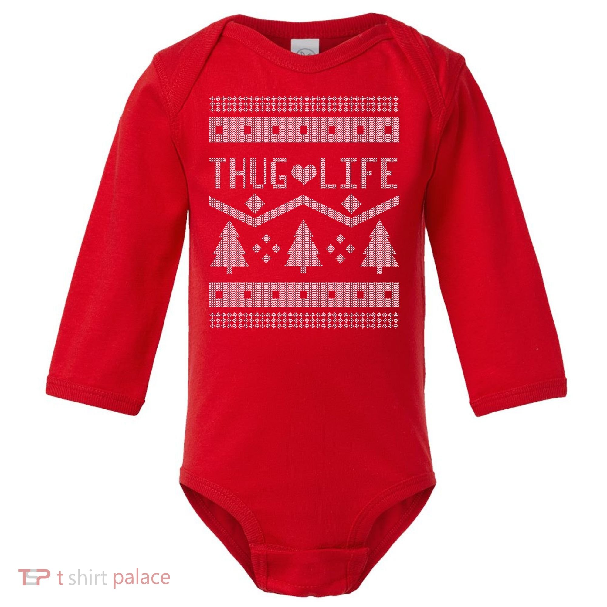 Thug Life Ugly Christmas Sweater Baby Long Sleeve Bodysuit