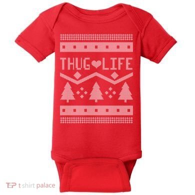 Thug Life Ugly Christmas Sweater Baby Bodysuit