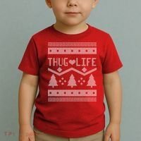 Thug Life Ugly Christmas Sweater Toddler T-Shirt thumb 2