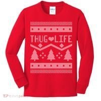 Thug Life Ugly Christmas Sweater Kids Long Sleeve Shirt thumb 0