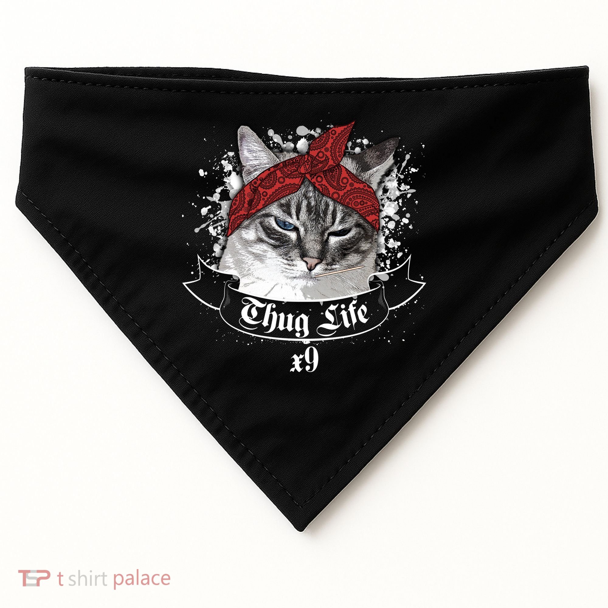 Thug Life X9 Gangster Cat USA-Made Doggie Bandana