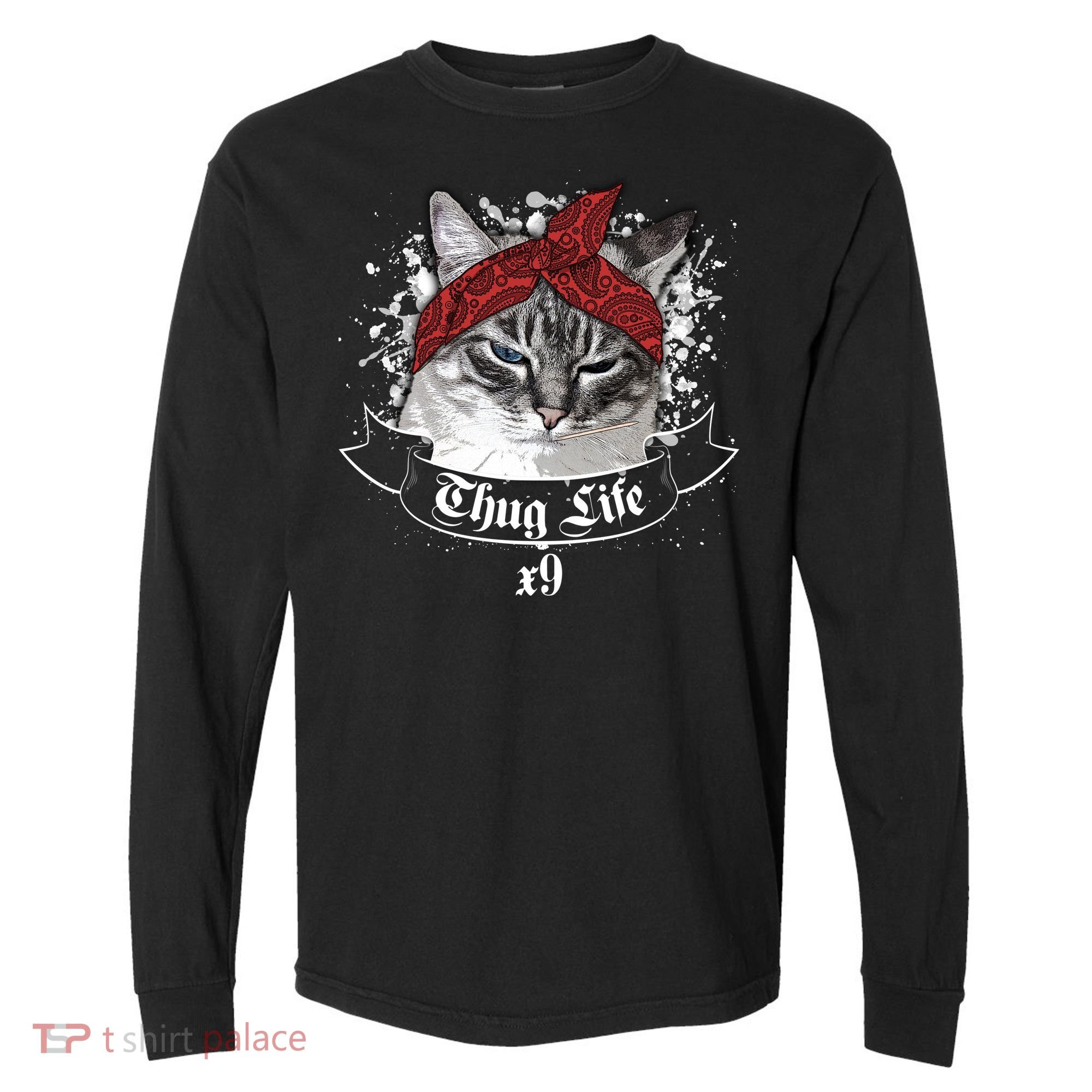 Thug Life X9 Gangster Cat Comfort Colors Heavyweight Long Sleeve T-Shirt