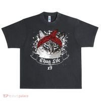 Thug Life X9 Gangster Cat Urban Oversized Heavyweight T-Shirt thumb 0
