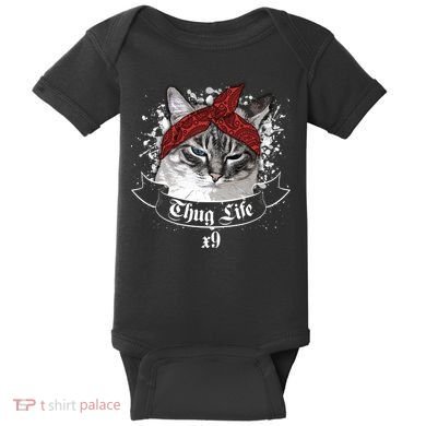 Thug Life X9 Gangster Cat Baby Bodysuit