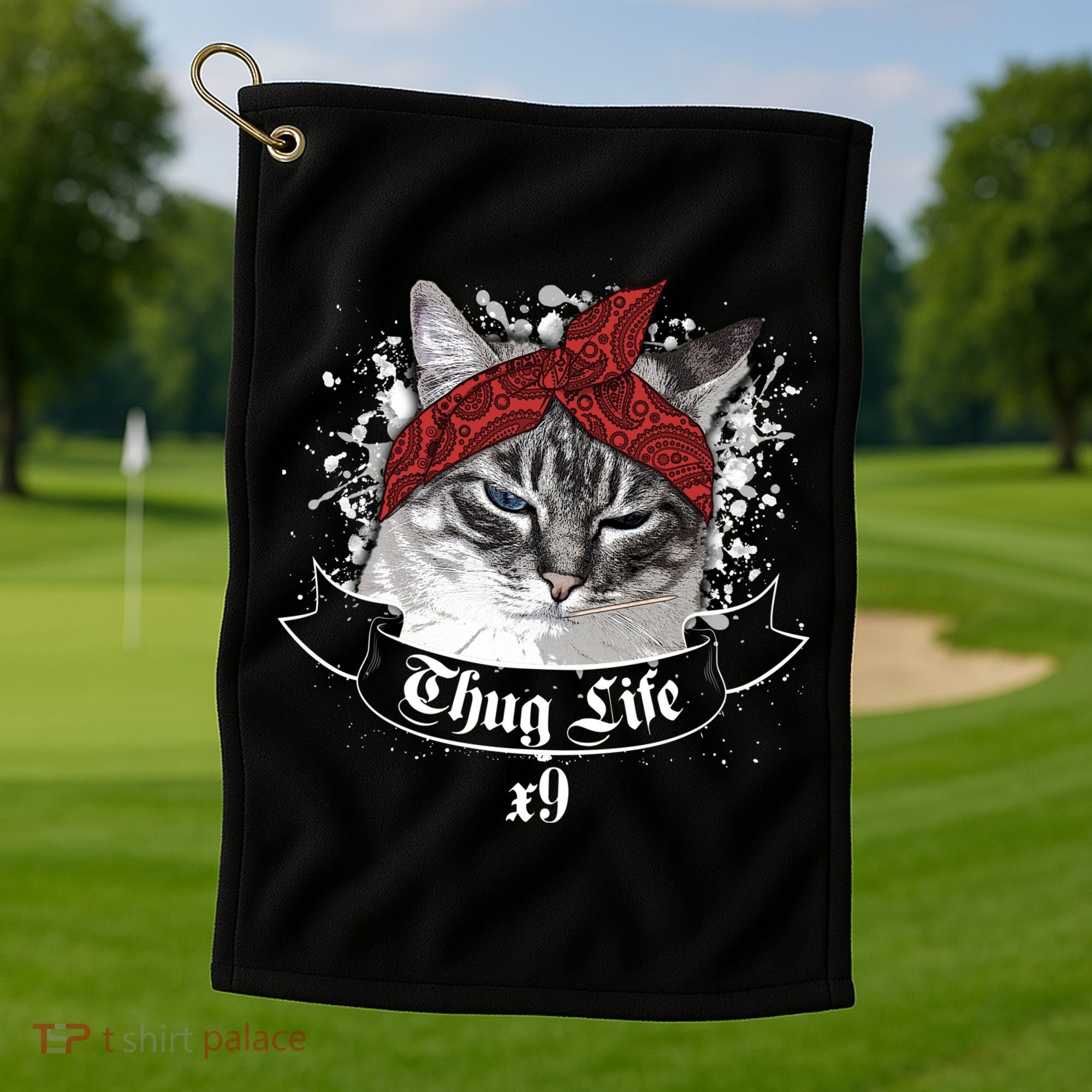 Thug Life X9 Gangster Cat Golf Towel