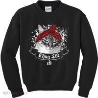 Thug Life X9 Gangster Cat Kids Sweatshirt thumb 0