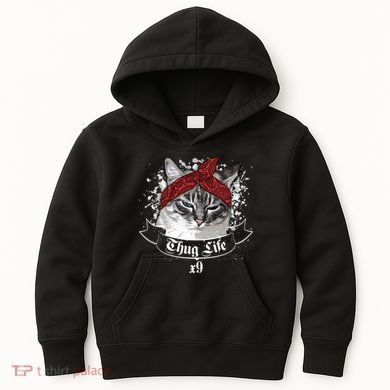 Thug Life X9 Gangster Cat Kids Hoodie