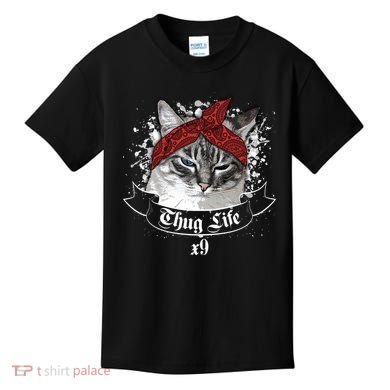 Thug Life X9 Gangster Cat Kids T-Shirt