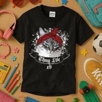 Thug Life X9 Gangster Cat Kids T-Shirt thumb 3