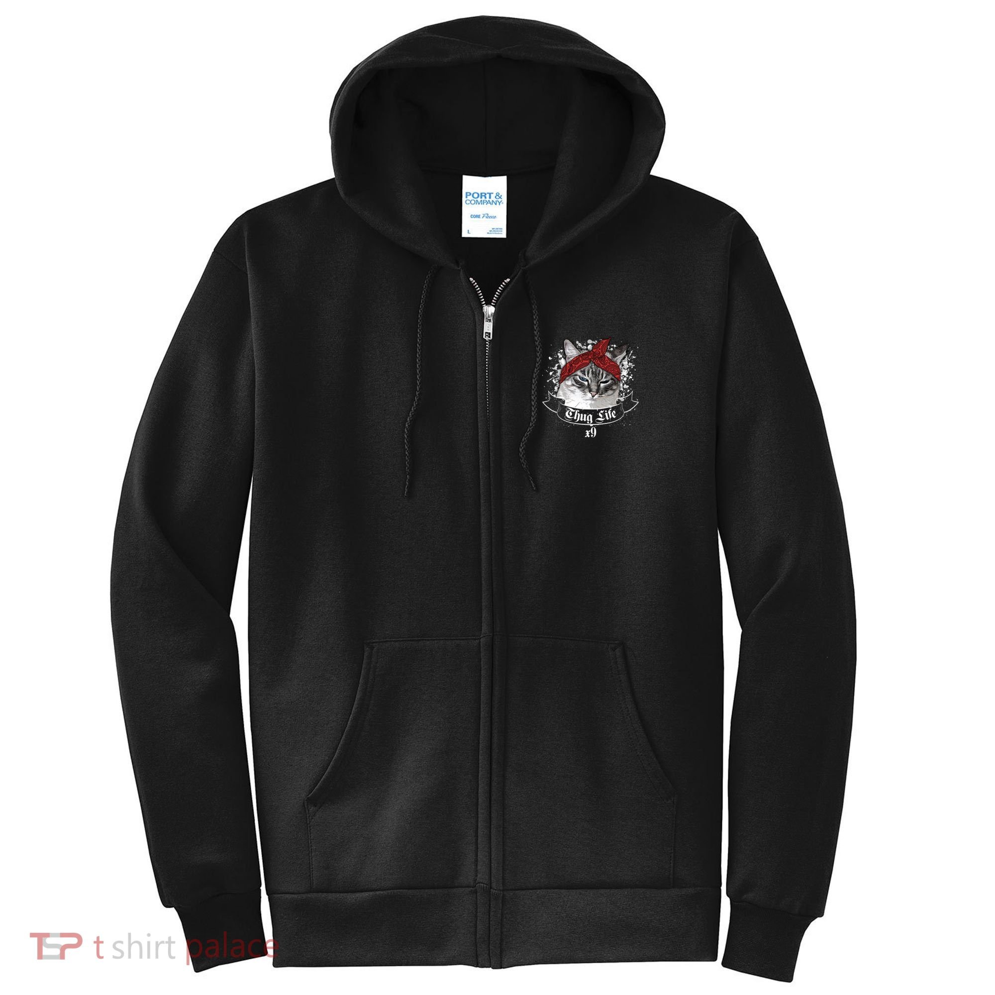 Thug Life X9 Gangster Cat Full Zip Hoodie
