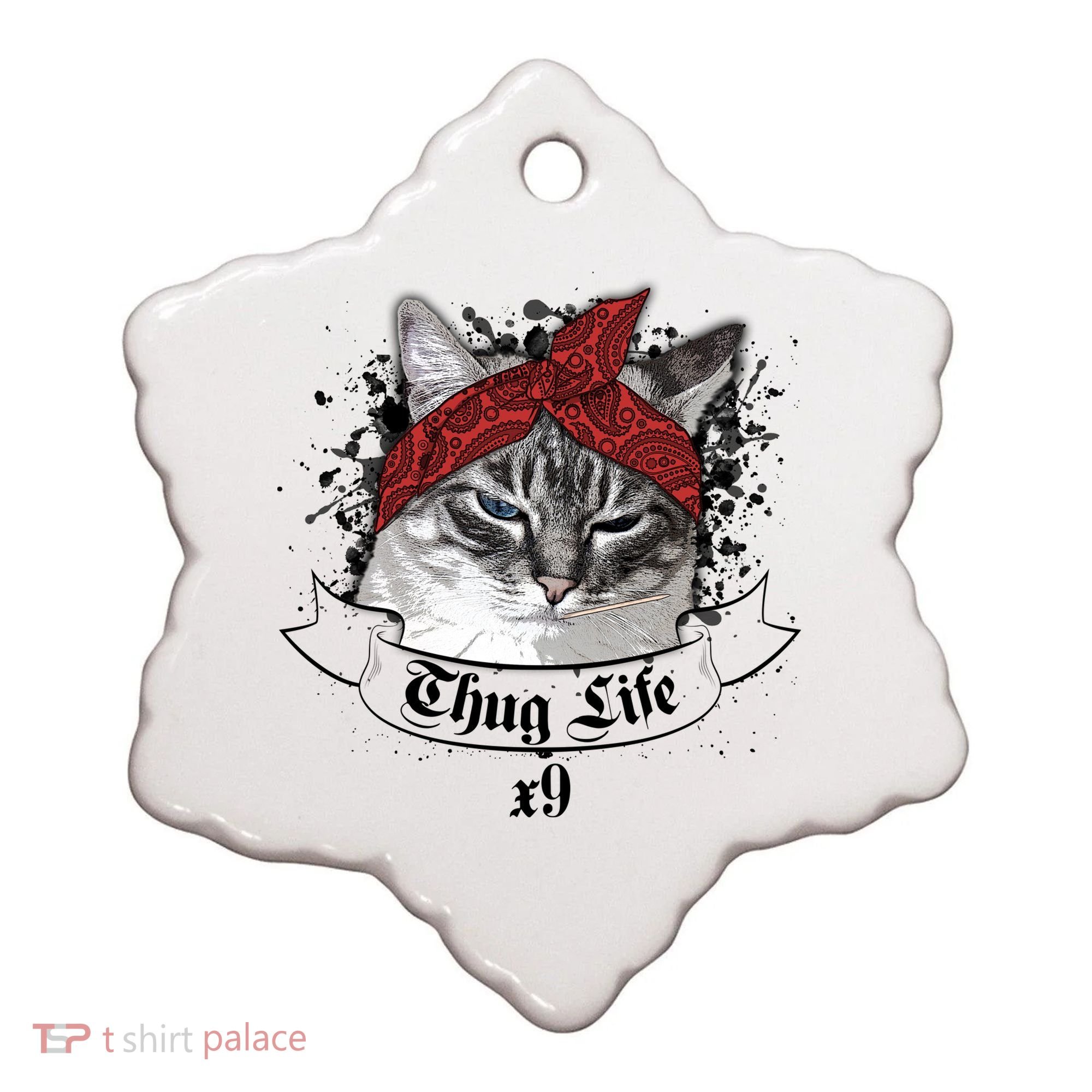 Thug Life X9 Gangster Cat Ceramic Ornament