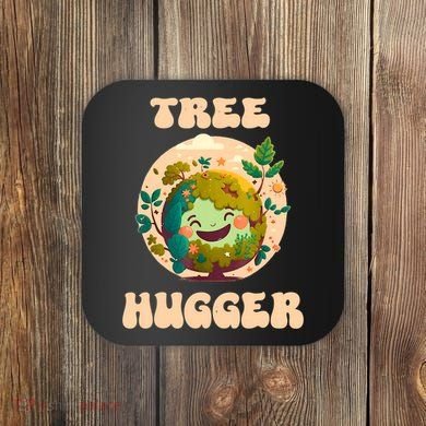 Tree Hugger Vintage Retro Nature Environmental Earth Day Coaster