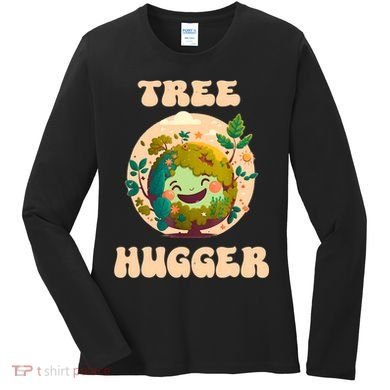 Tree Hugger Vintage Retro Nature Environmental Earth Day Women's Long Sleeve Shirt