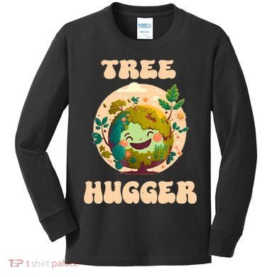 Tree Hugger Vintage Retro Nature Environmental Earth Day Kids Long Sleeve Shirt