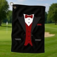 Tuxedo Halloween Wedding Groom Funny Red Costume Golf Towel thumb 1