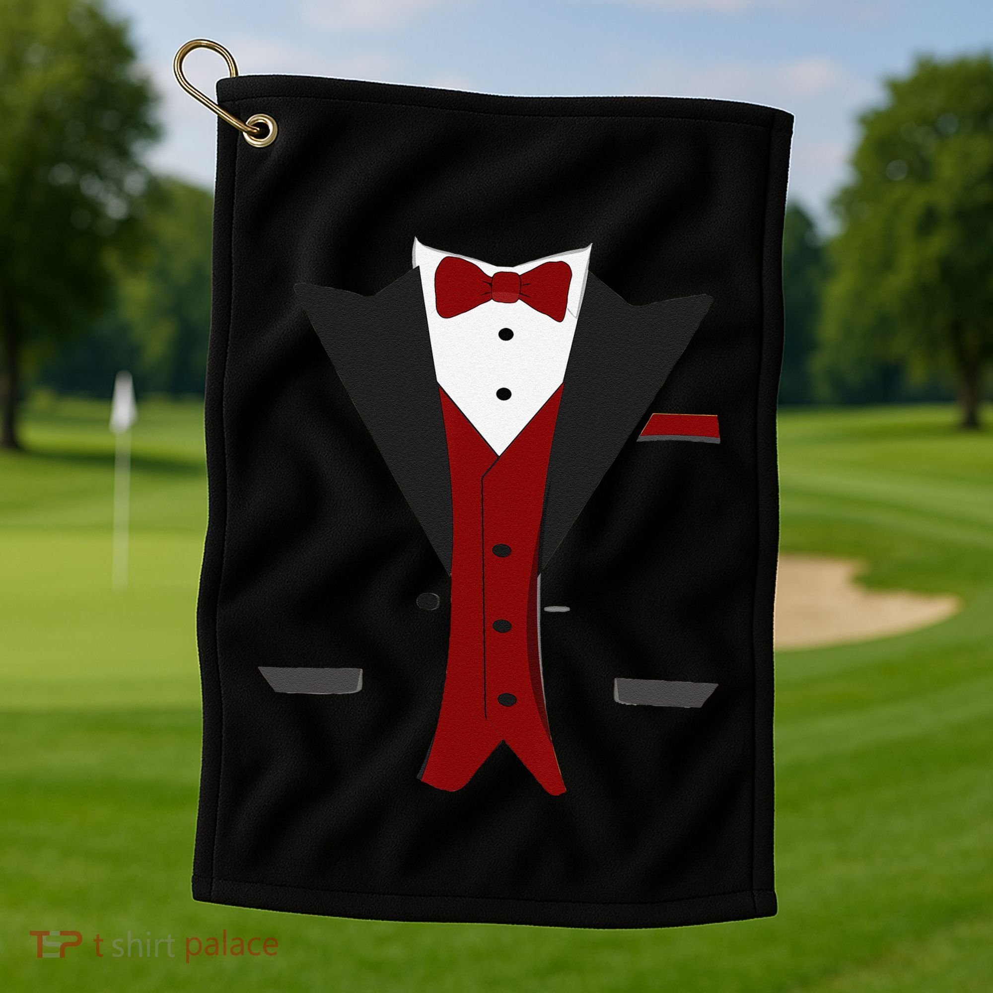 Tuxedo Halloween Wedding Groom Funny Red Costume Golf Towel
