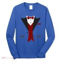 Tuxedo Halloween Wedding Groom Funny Red Costume Long Sleeve Shirt thumb 0