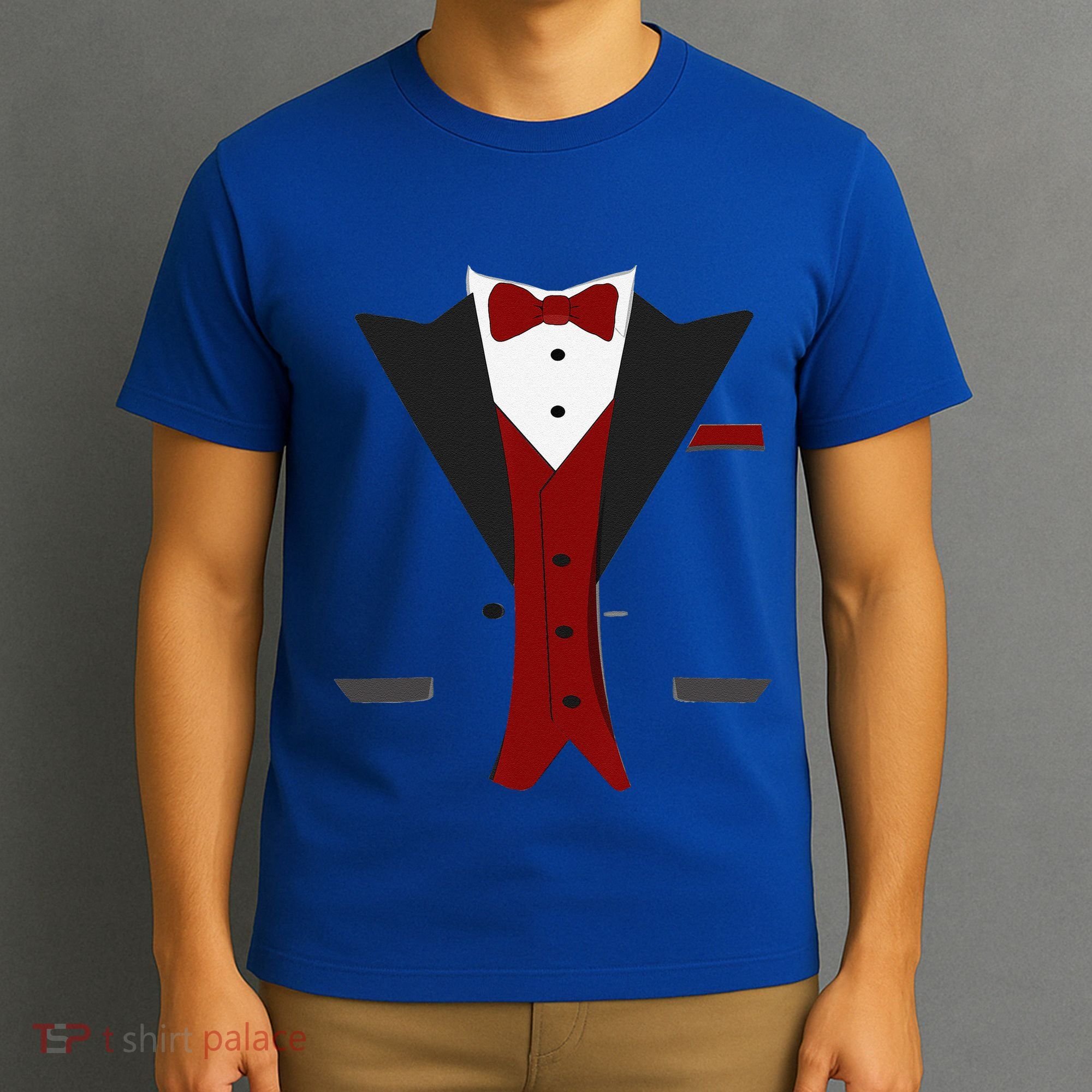 Tuxedo Halloween Wedding Groom Funny Red Costume T-Shirt