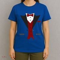 Tuxedo Halloween Wedding Groom Funny Red Costume T-Shirt thumb 4