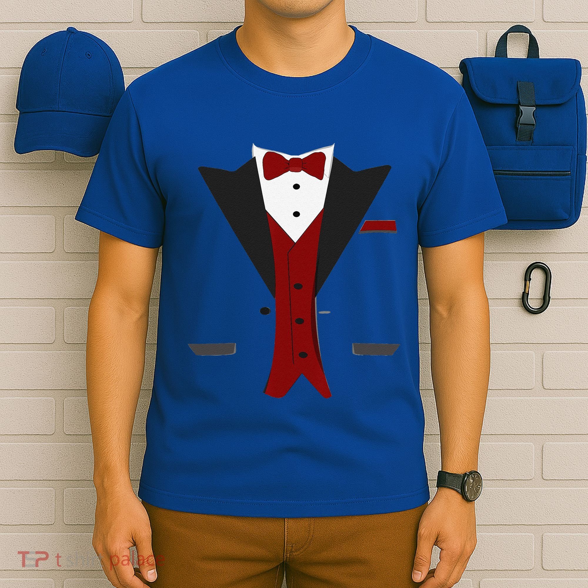 Tuxedo Halloween Wedding Groom Funny Red Costume T-Shirt