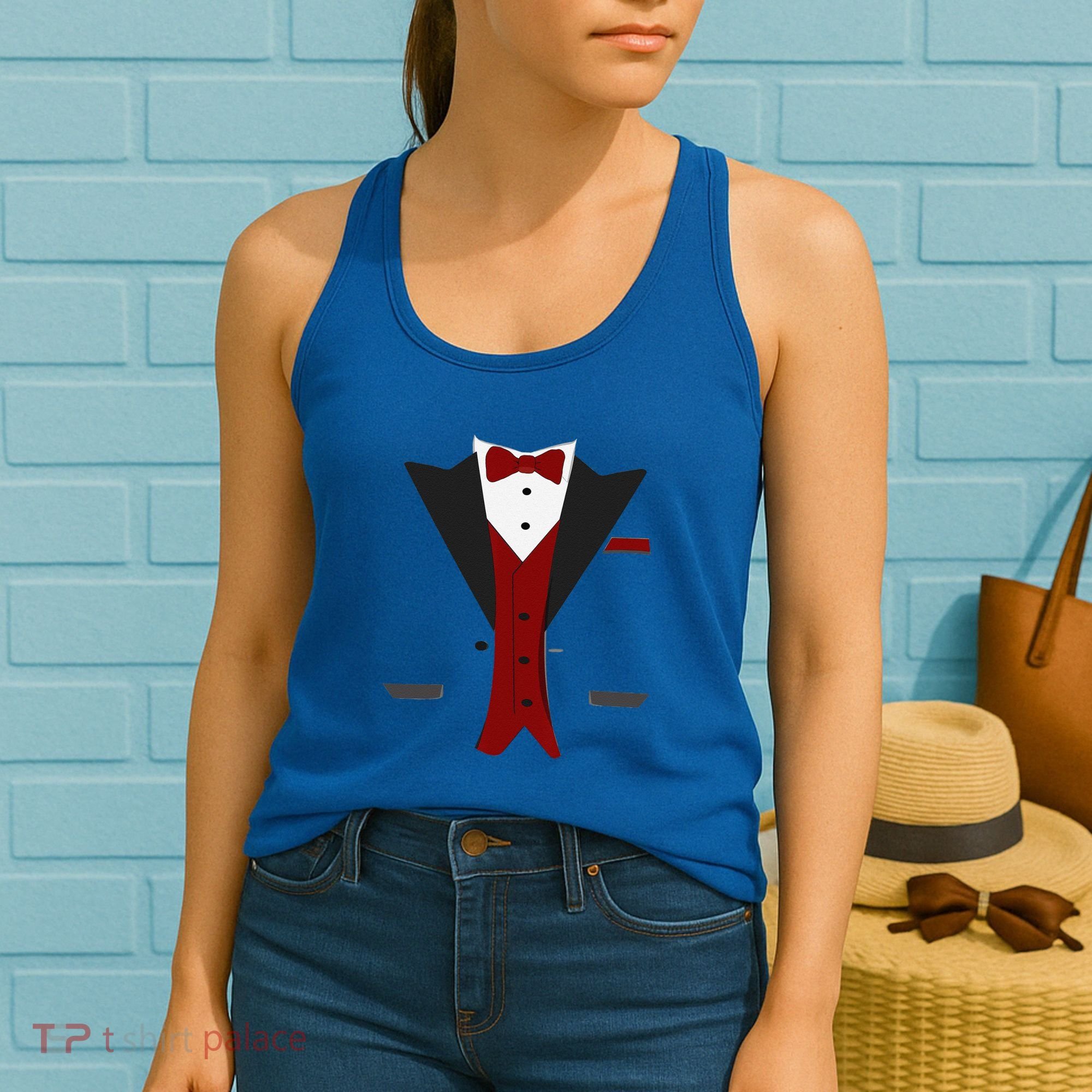 Tuxedo Halloween Wedding Groom Funny Red Costume Women's Tank Top
