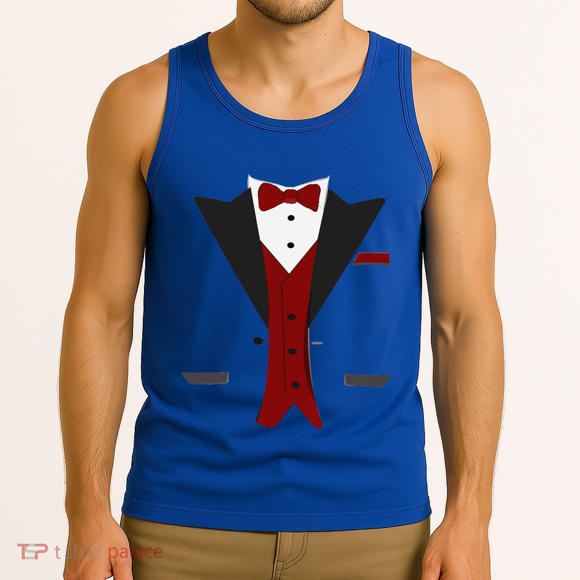 Tuxedo Halloween Wedding Groom Funny Red Costume Tank Top