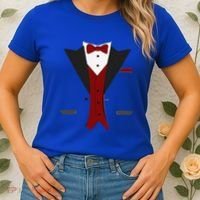 Tuxedo Halloween Wedding Groom Funny Red Costume Women's T-Shirt thumb 2