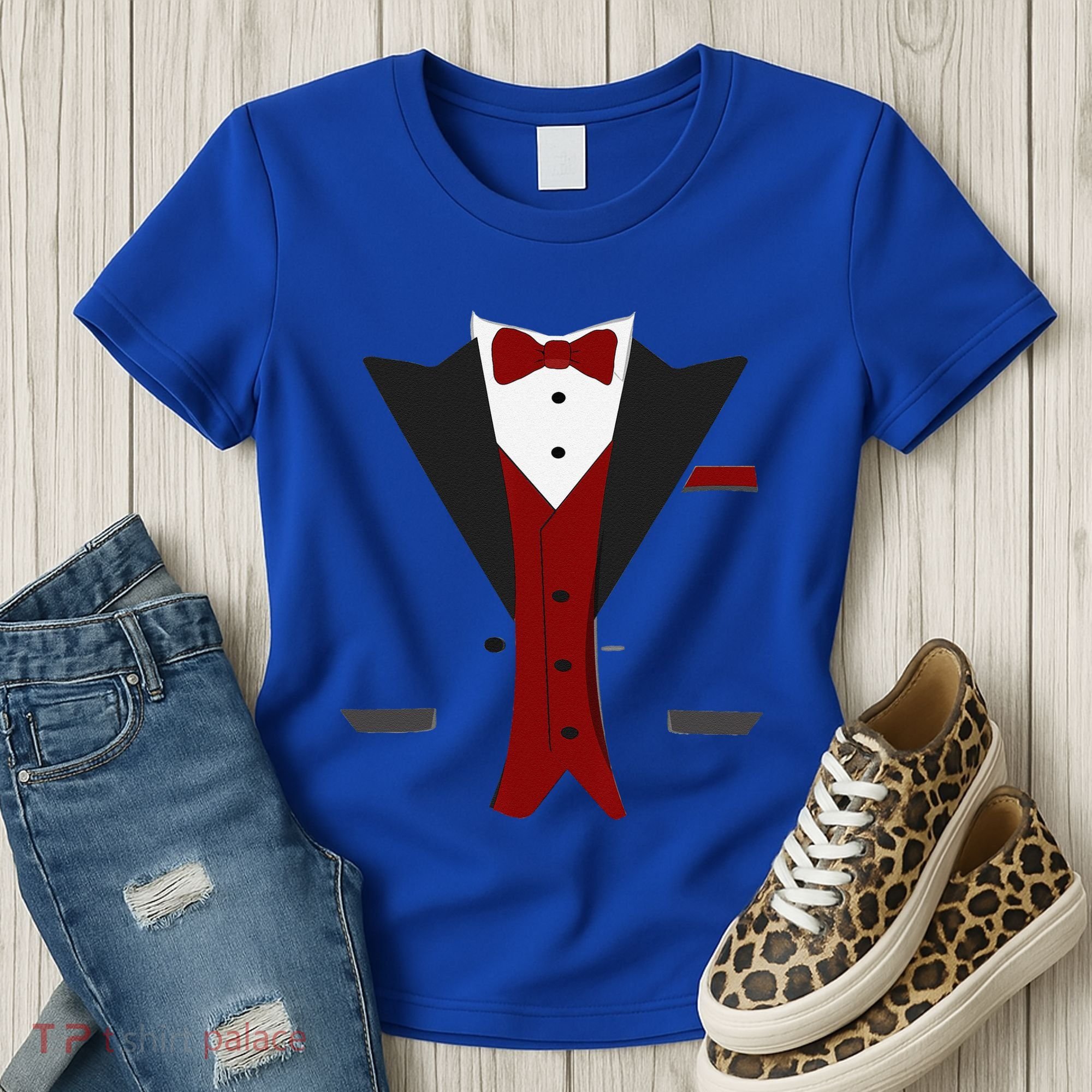 Tuxedo Halloween Wedding Groom Funny Red Costume Women's T-Shirt