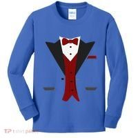 Tuxedo Halloween Wedding Groom Funny Red Costume Kids Long Sleeve Shirt thumb 0